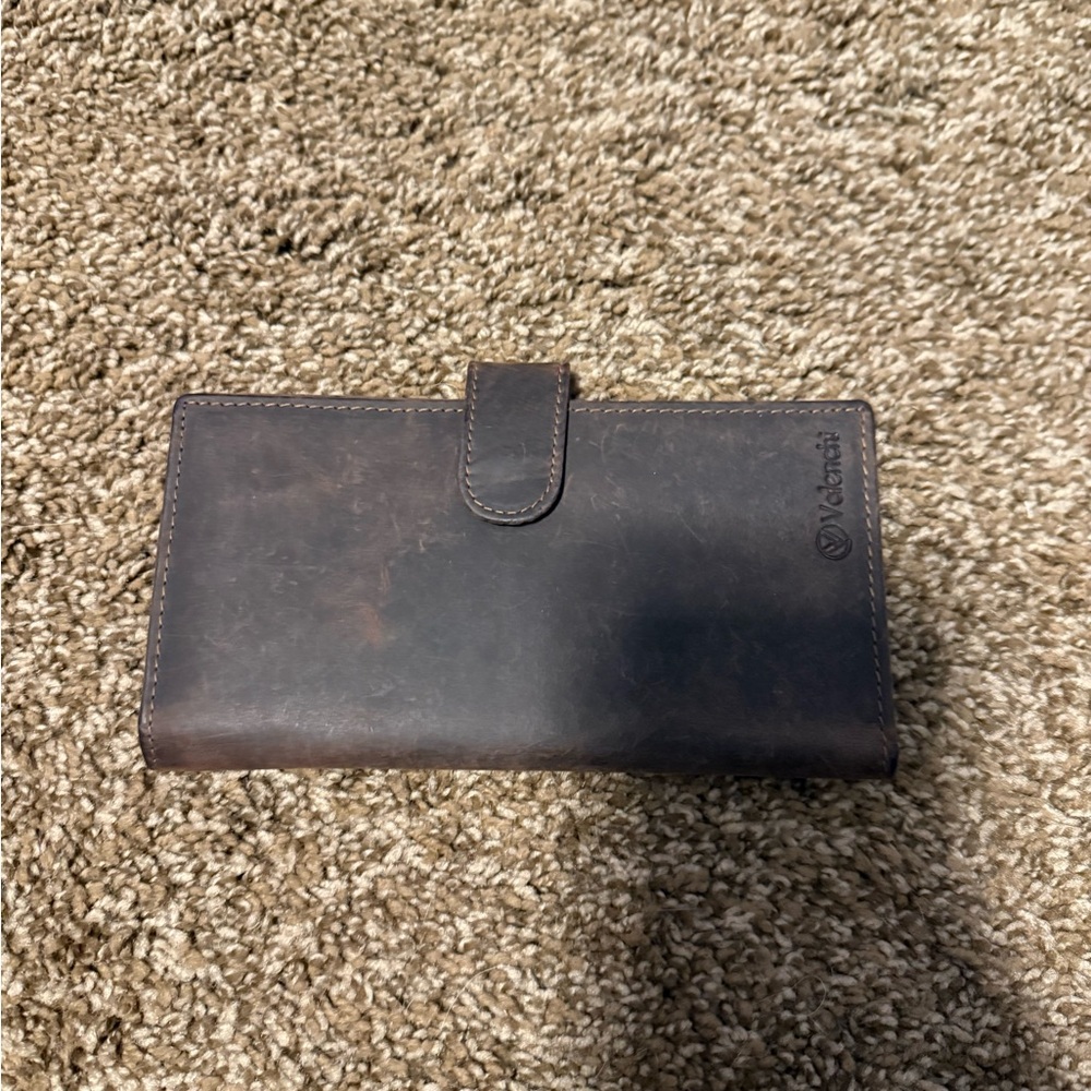 Brown Leather Checkbook Wallet
